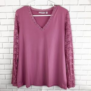 Susan Graver lace sleeved shirt✨